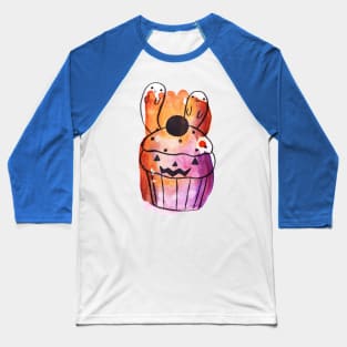 Spooky Watercolor Cupcake Baseball T-Shirt